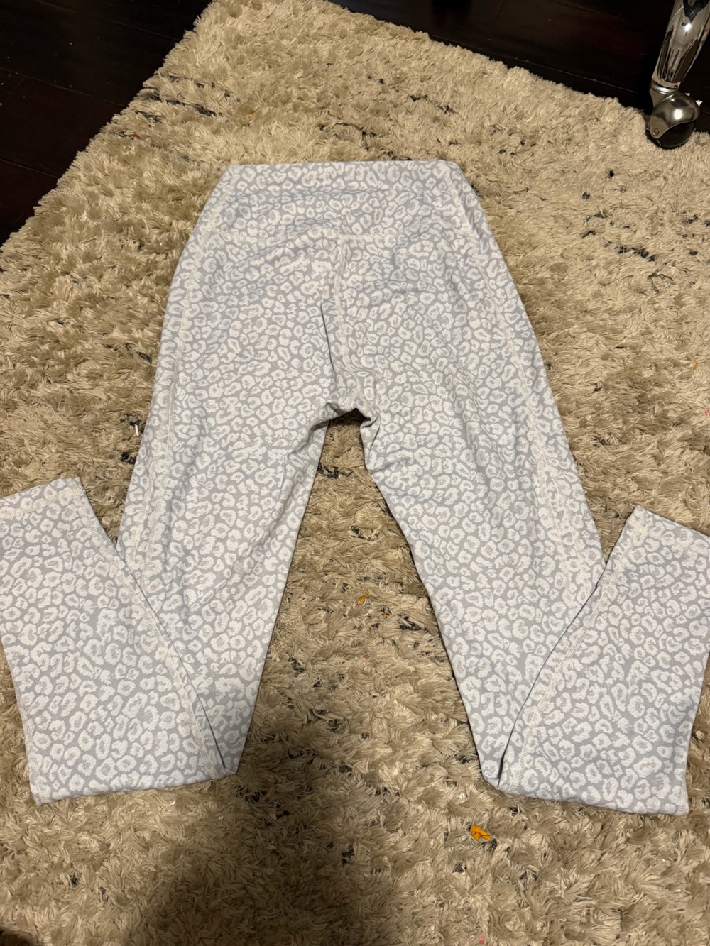 Cleo Harper Gray and White Leopard-Print Leggings
